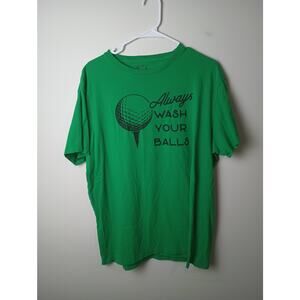 Crazy Dog Men's Golf Shirt Funny Comedy Green Always Wash Your Balls Mens XL